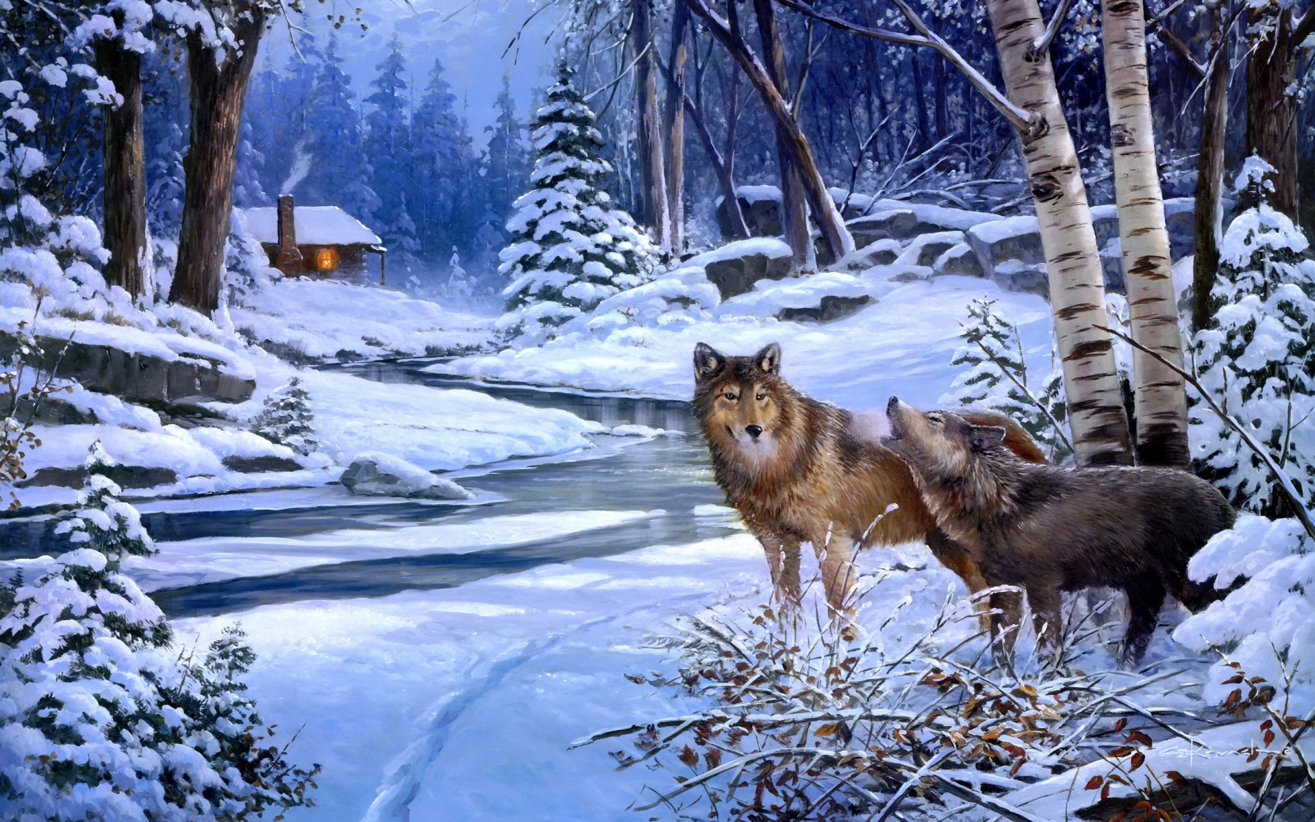  paintings landscapes winter snow rivers cabin winter snow rivers cabin