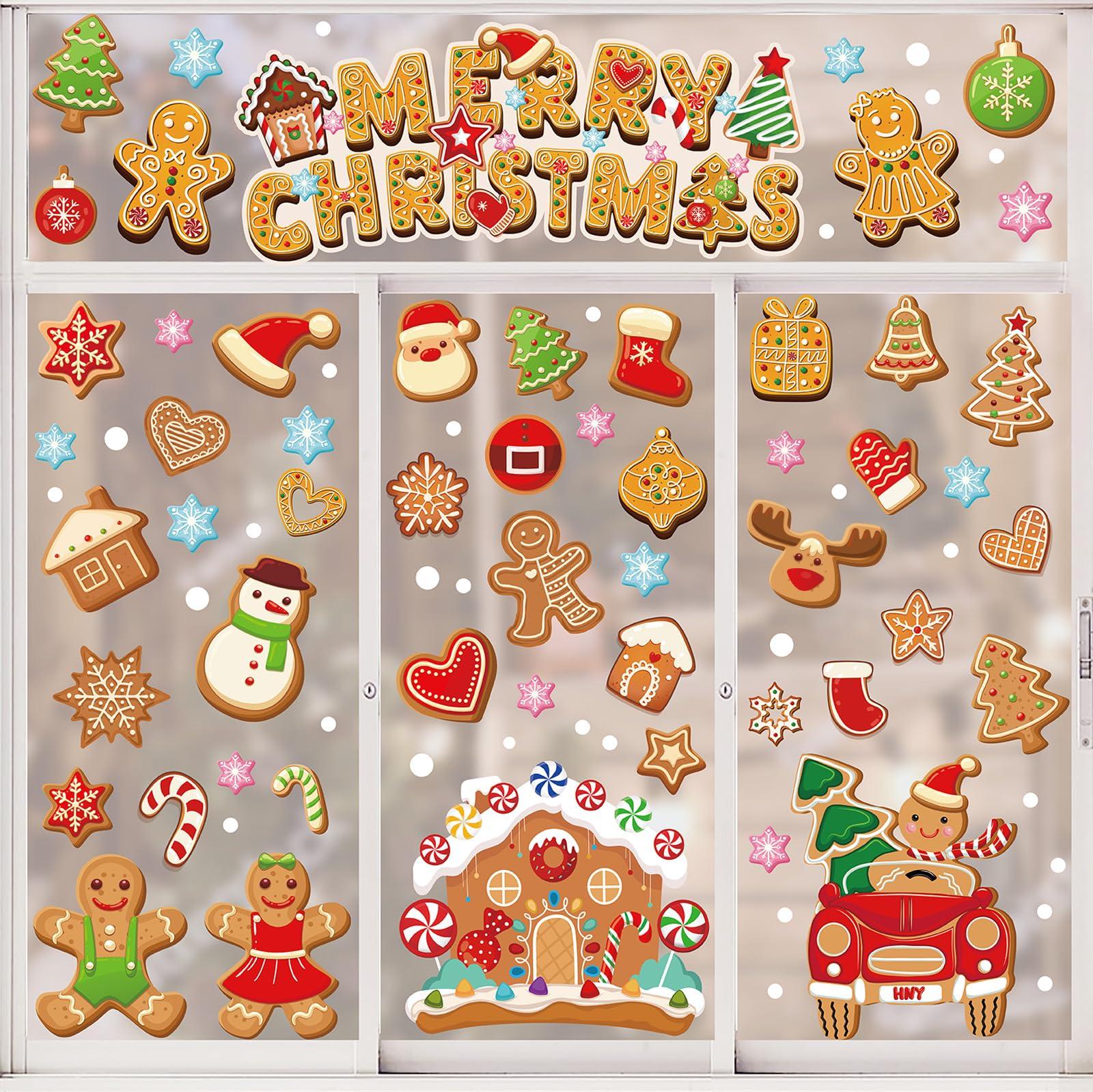 Amazoncom AnyDesign Sheet Christmas Window Clings Gingerbread