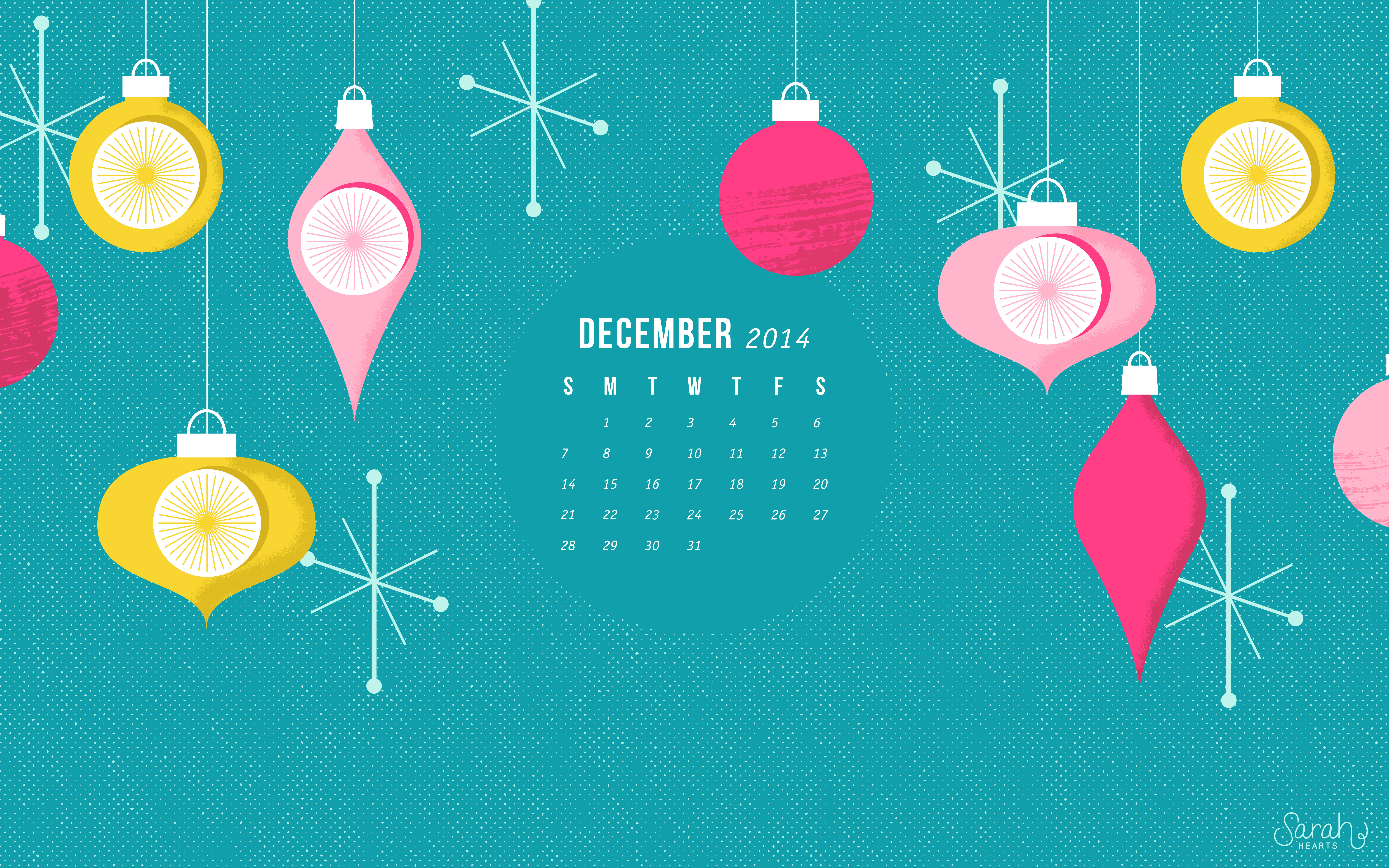 December Calendar Wallpaper Sarah Hearts