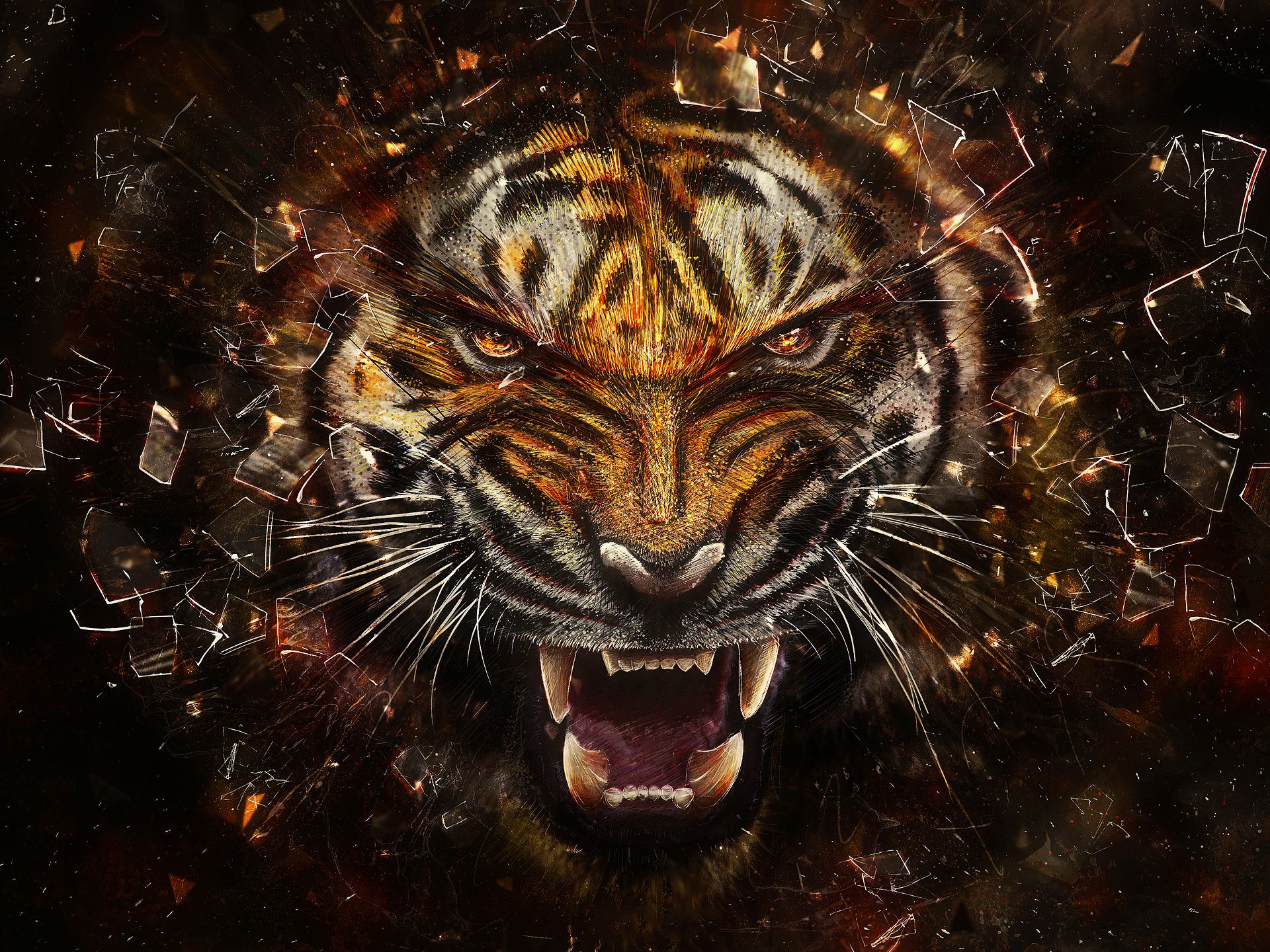 Black Tiger Jump Art Wallpaper Download | MobCup