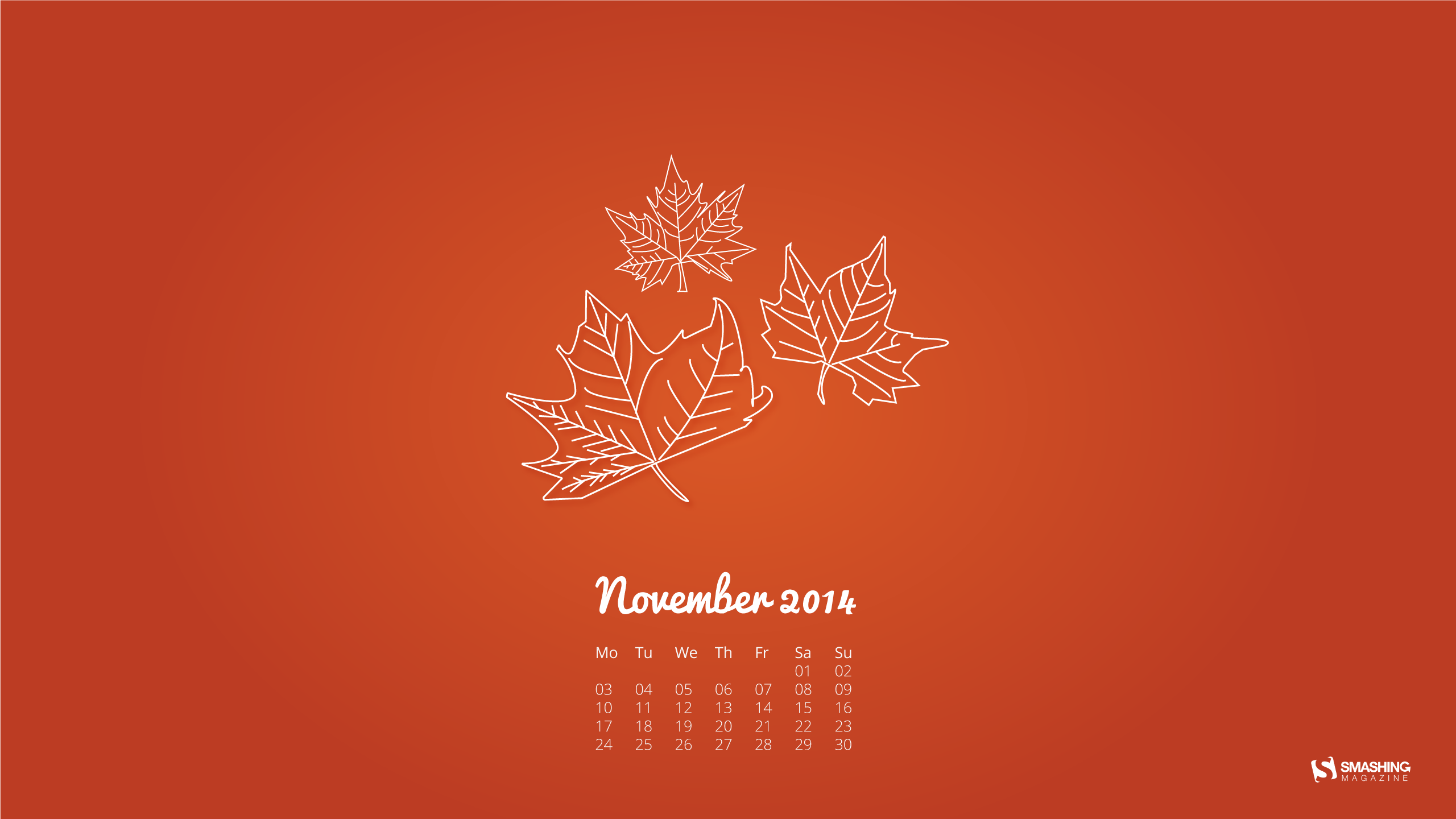 November Desktop Wallpaper Simple Leaves Cal