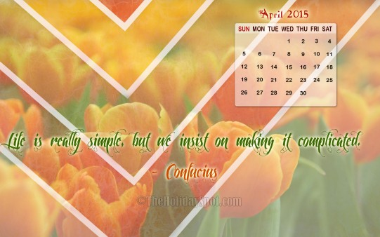  Month wise Calender Wallpapers April Calendar Wallpaper 2015
