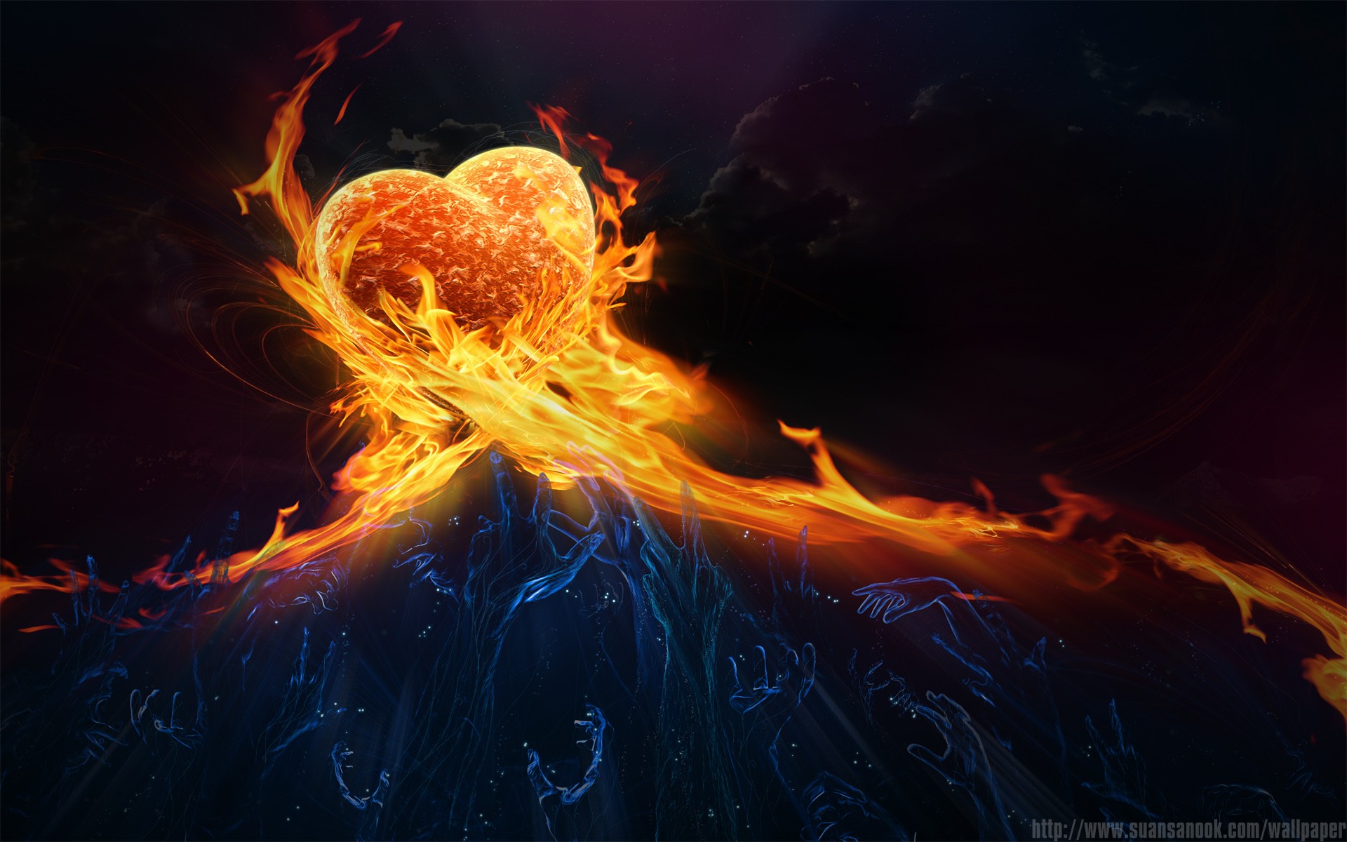 Fire Burning Heart Of Passion HD Wallpaper