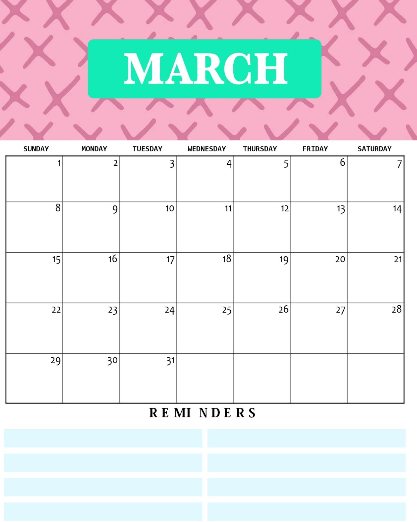 Printable Cute March Calendar Template Image Set Your Plan