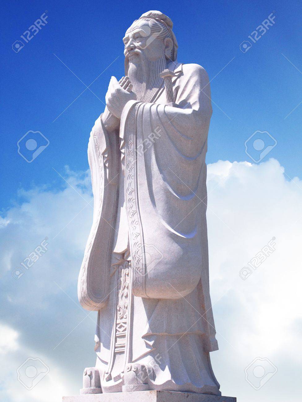 Confucius Statue With Sky Background Stock Photo Picture And