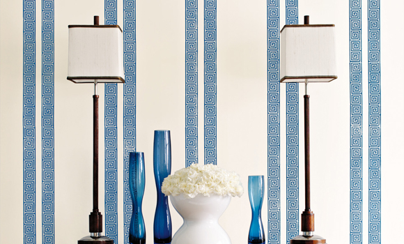 Shown Above Greek Key Stripe From The Jaipur Hand Block Collection