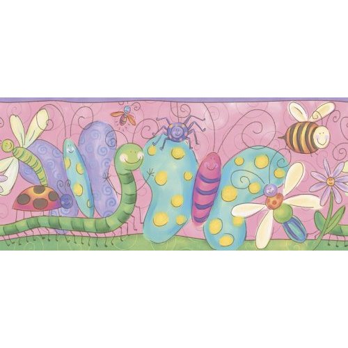 Bug and Butterfly Wall Border in Pink Bug and Butterfly Wall Border