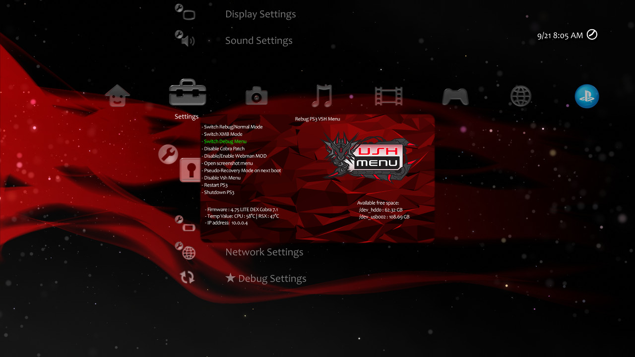 The Ed Background Image To Dev HDd0 Vsh Menu Png