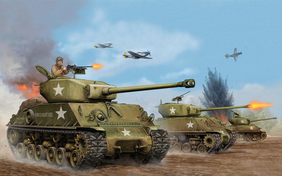 Art Tank Sherman M4a3 E8 The Easy Eight Usa Medium
