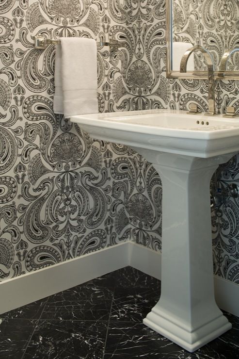Shirley Parks Design Bathrooms Powder Room Bathroom Wallpaper
