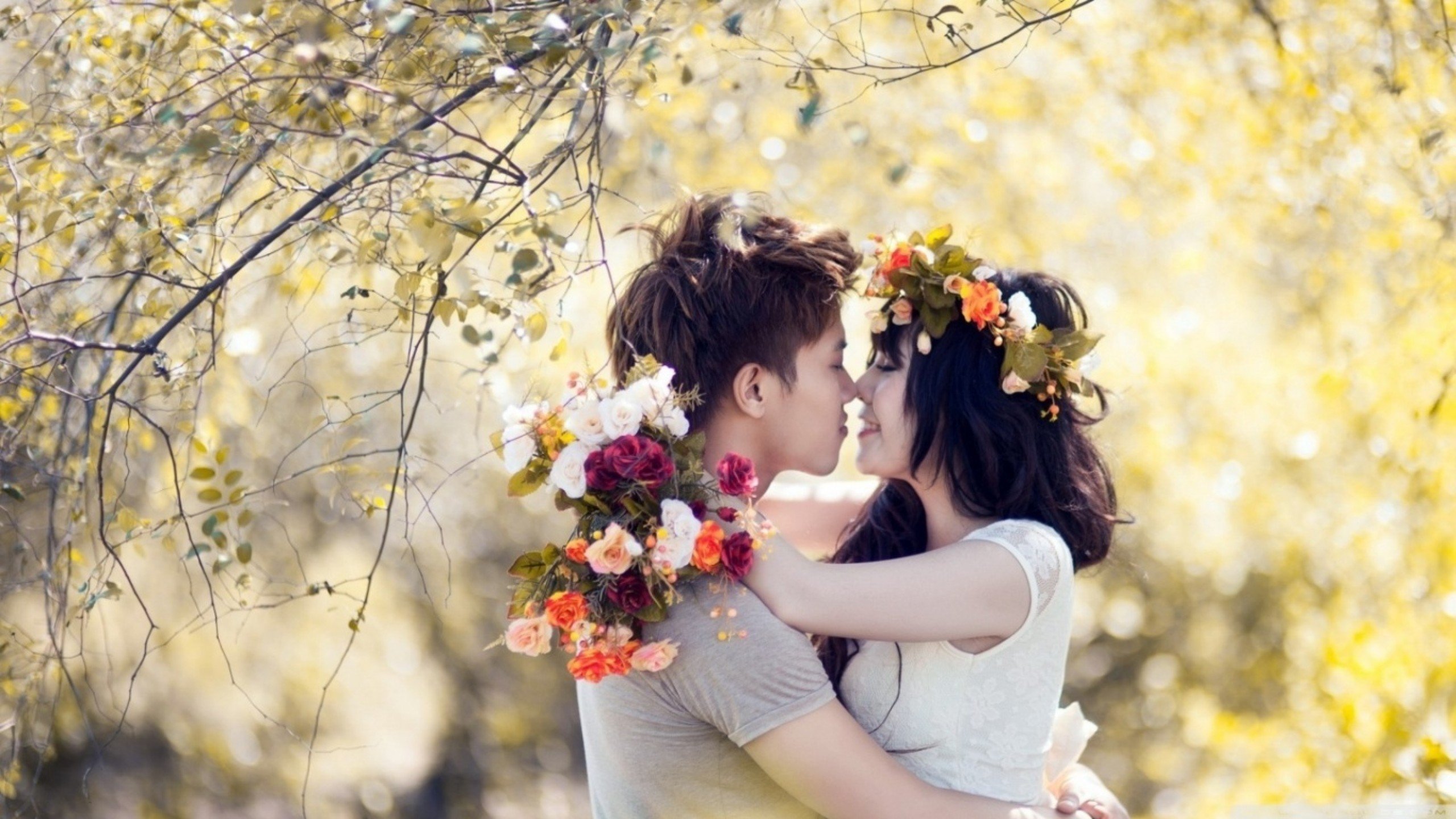 Love Couples With Flowers Wallpaper Hd 4k Image Photos