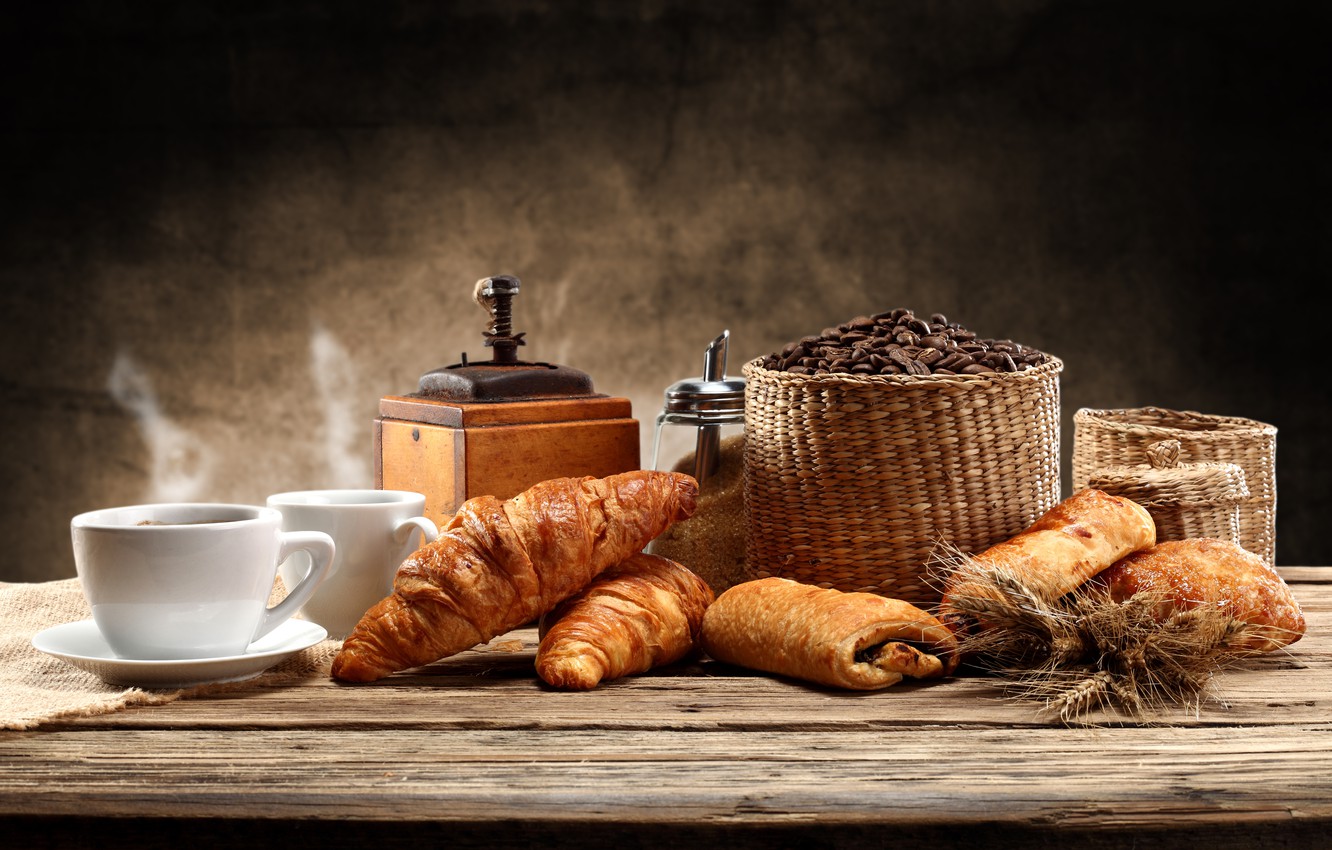 Wallpaper Coffee Bread Cup Sugar Saucer Smoke Basket