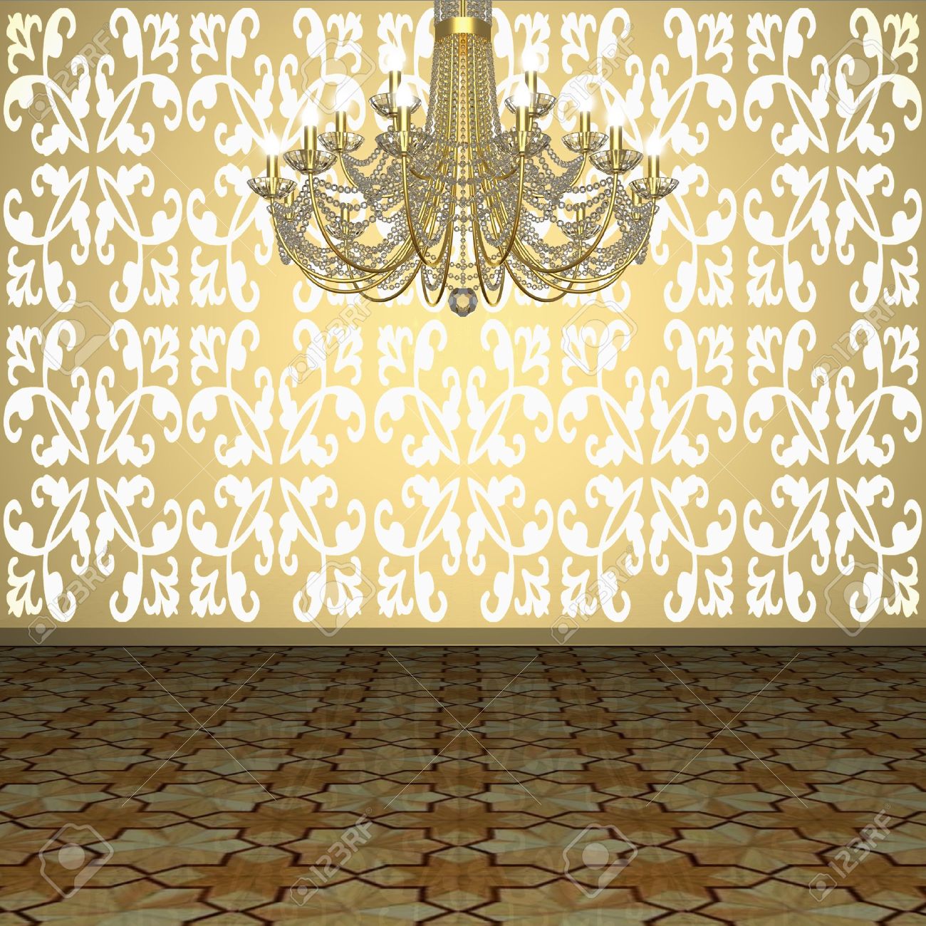 Fragment Of The Interior Chandelier Against Background