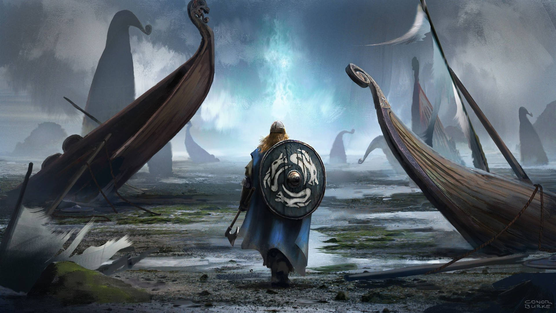 Longships Viking Warrior Dovvnntulvr46S1X Wallpaper