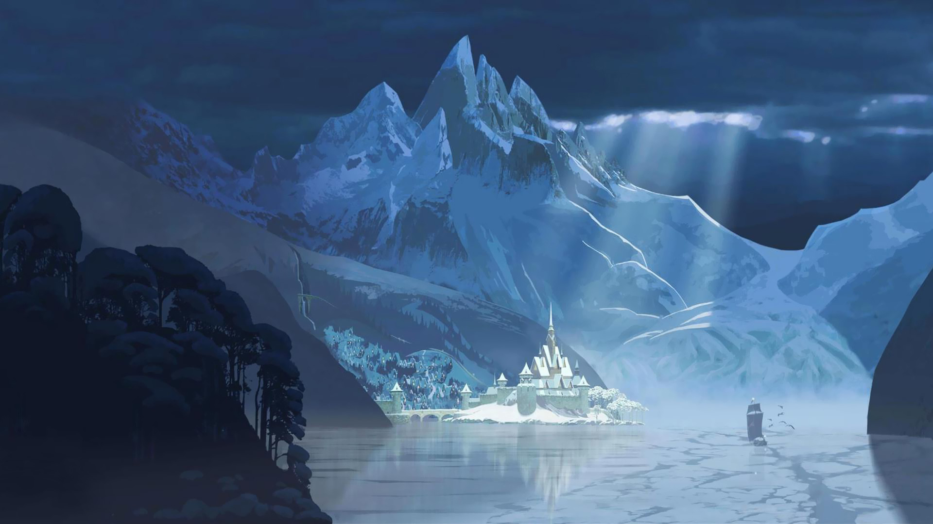 Frozen Castle by a Frozen Lake Wallpaper