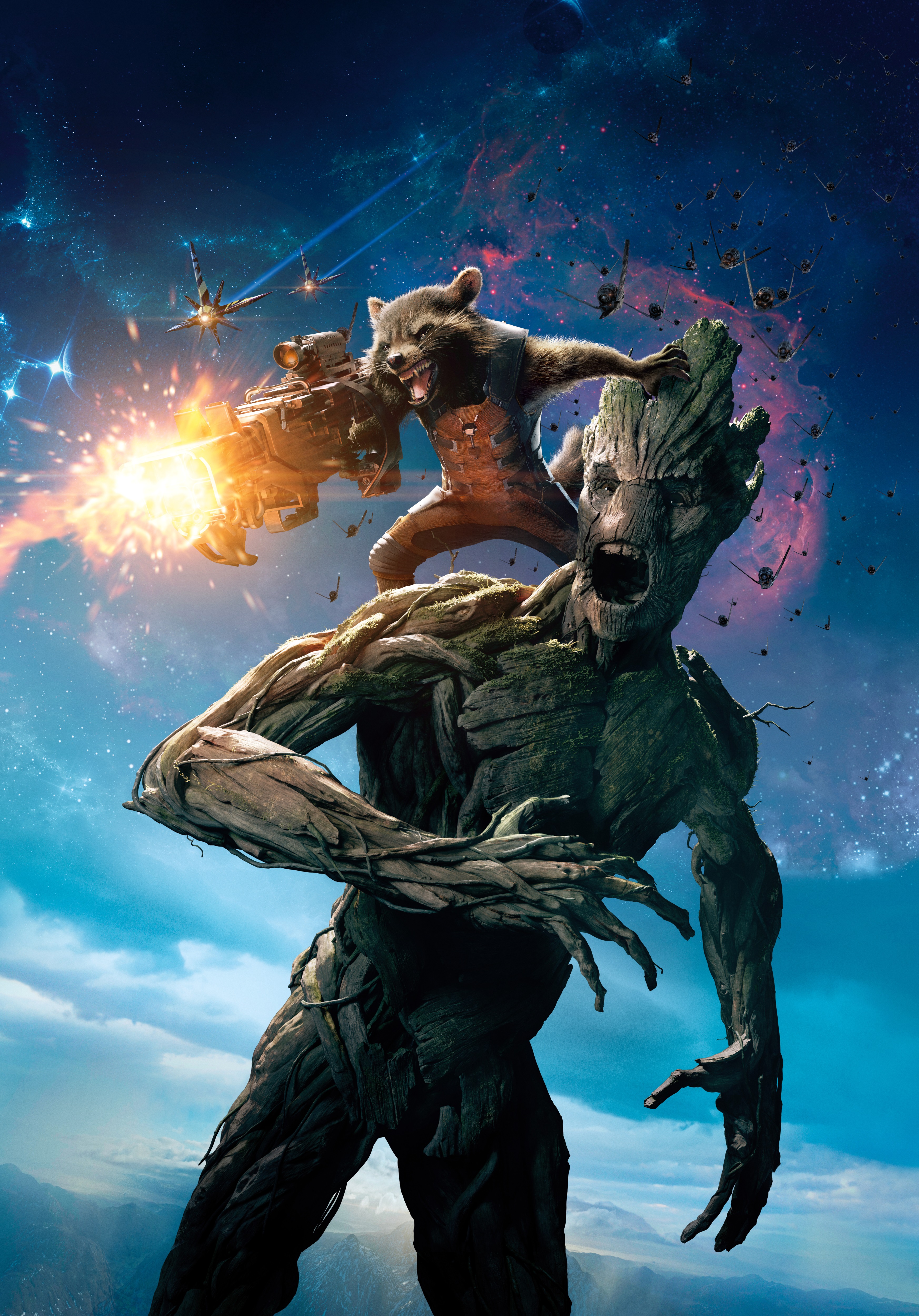 Rocket Raccoon And Groot From Guardians Of The Galaxy Wallpaper
