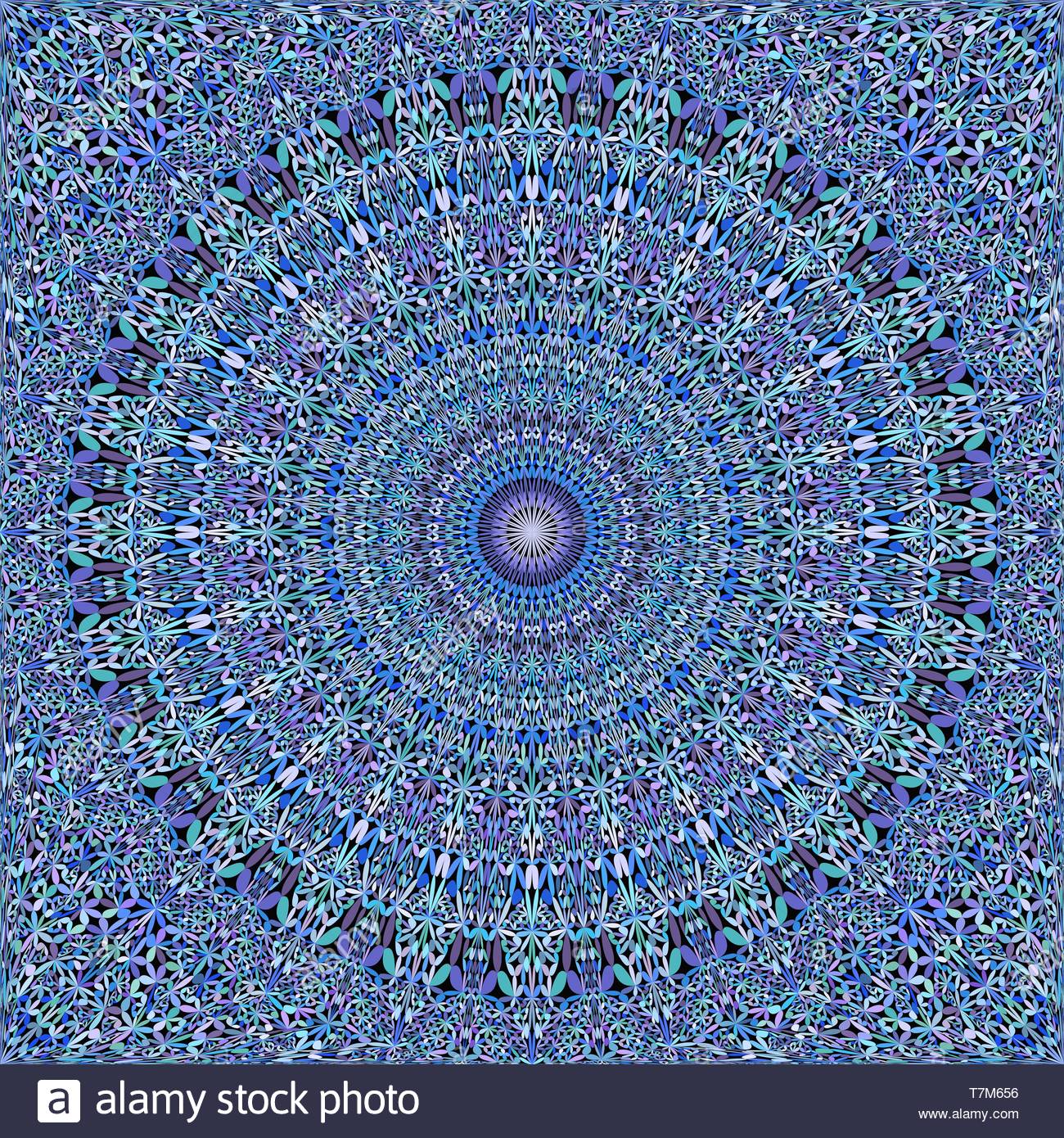 Blue Abstract Repeating Petal Garden Mandala Pattern Wallpaper