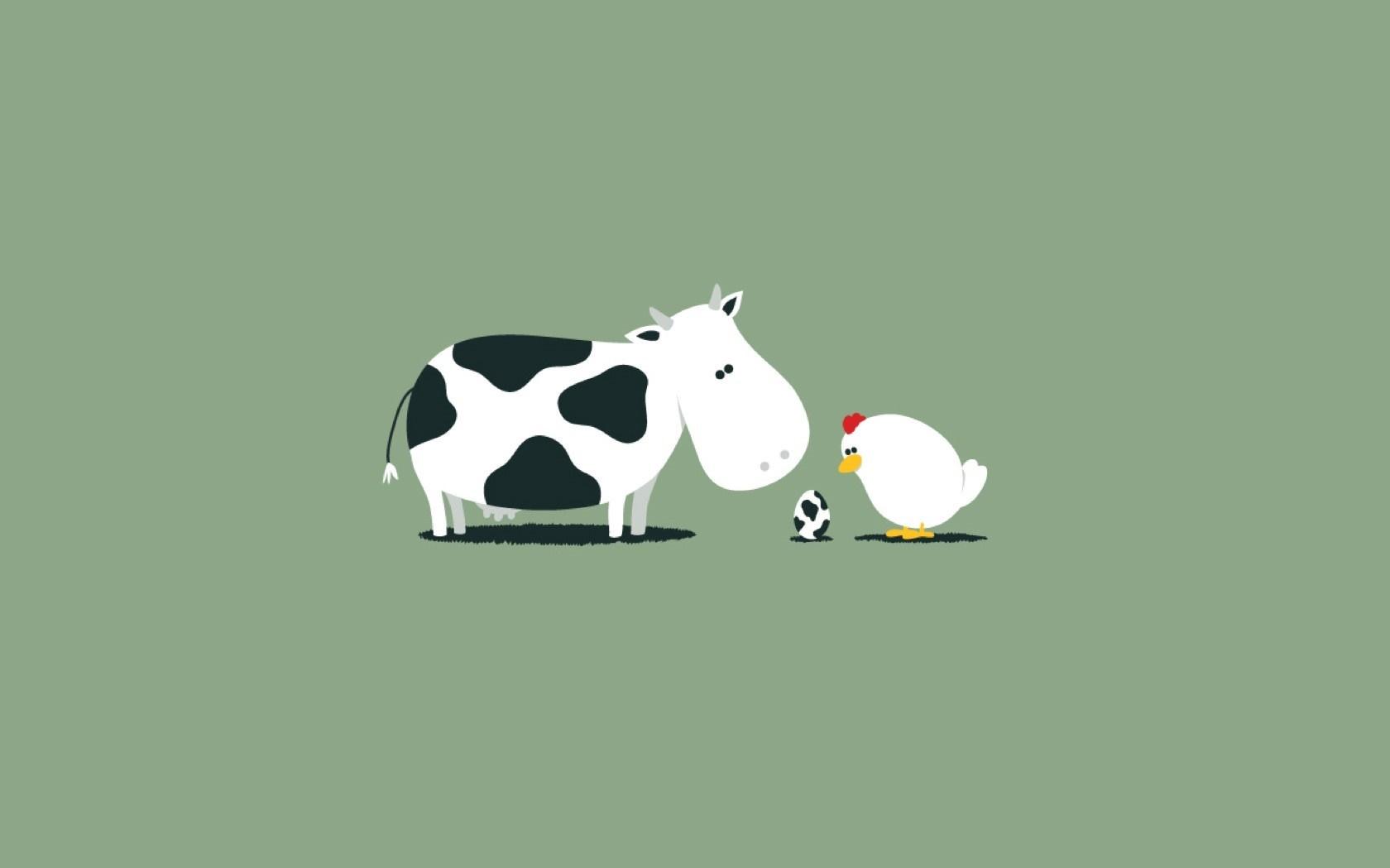 Illustration Eggs Logo Cartoon Cow Tablet Chickens