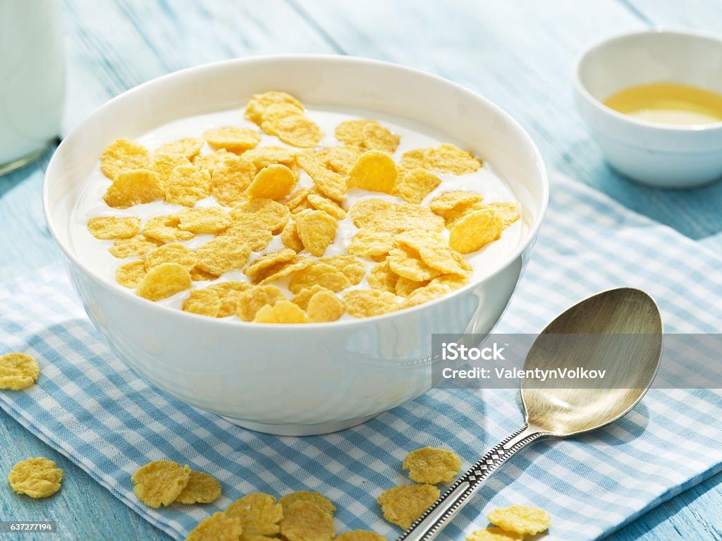 Cornflakes Cereal And Milk Stock Photo Image Now Bowl