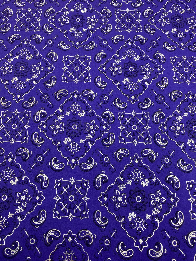 Bandana Print Fabrics Purple Lycra Spandex Fabric Sold By The