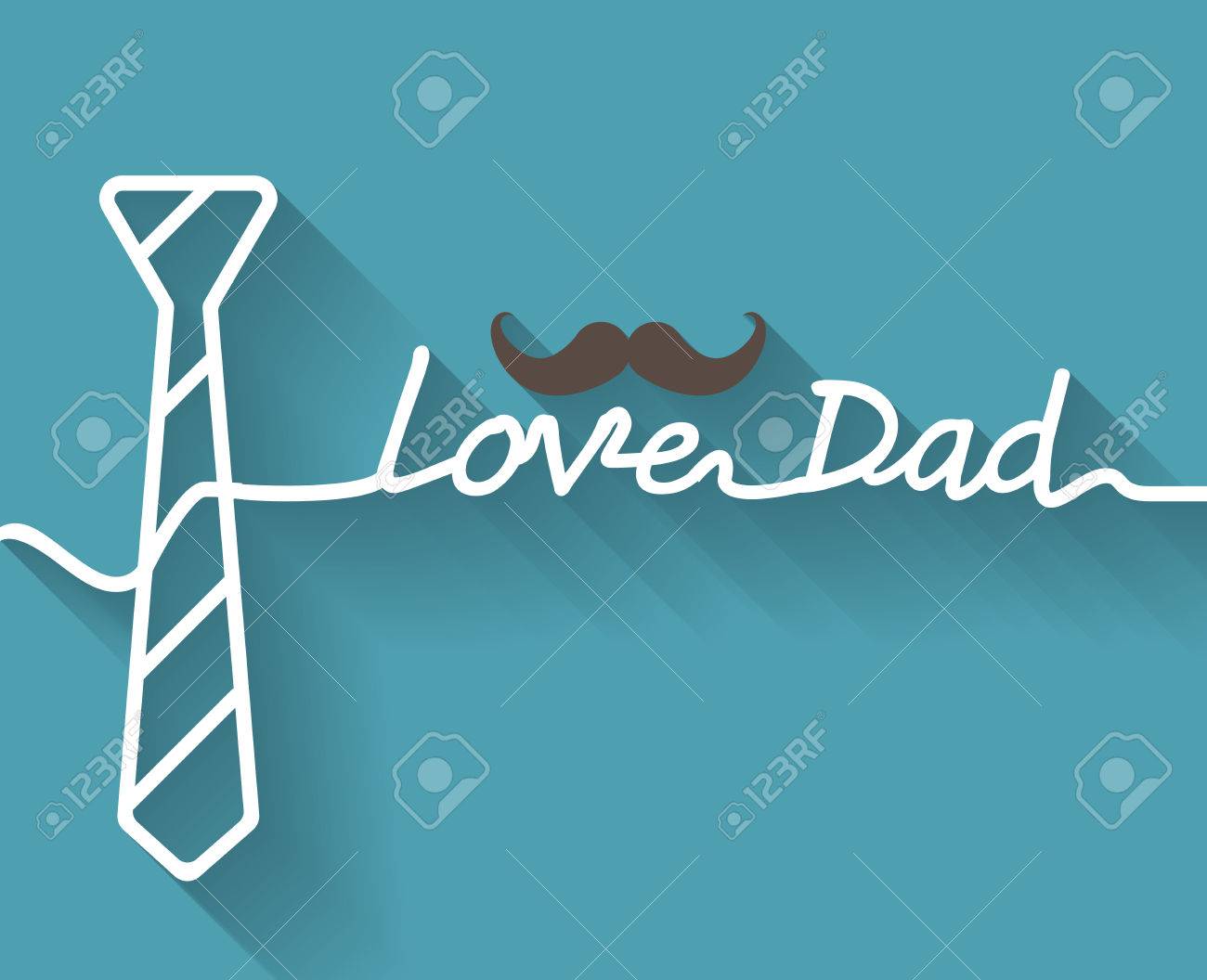 Happy Father Day Love Dad Background Greeting Card Flat And