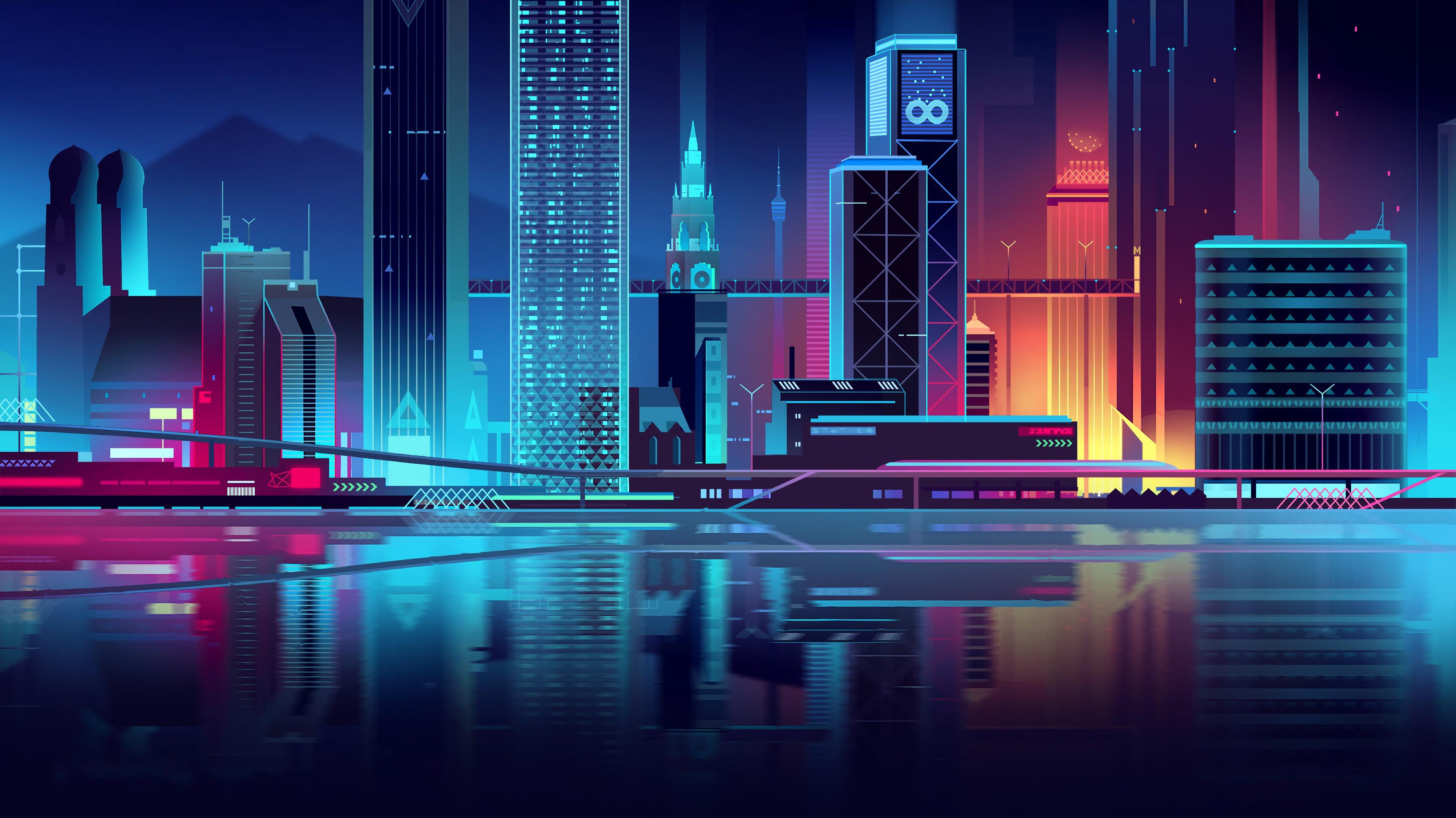 Sci Fi City 4k Ultra HD Wallpaper By Romain Trystram