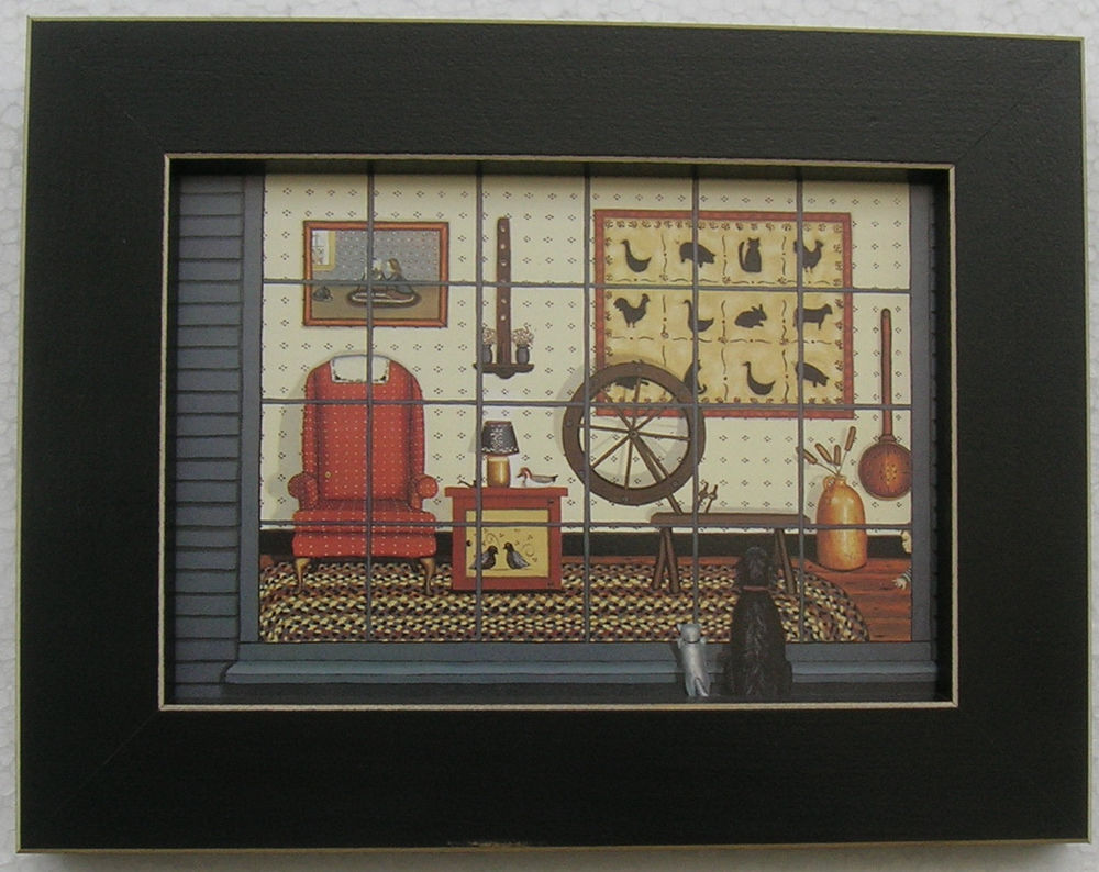Primitive Folk Art Pictures Pat Pearson Framed Country Picture