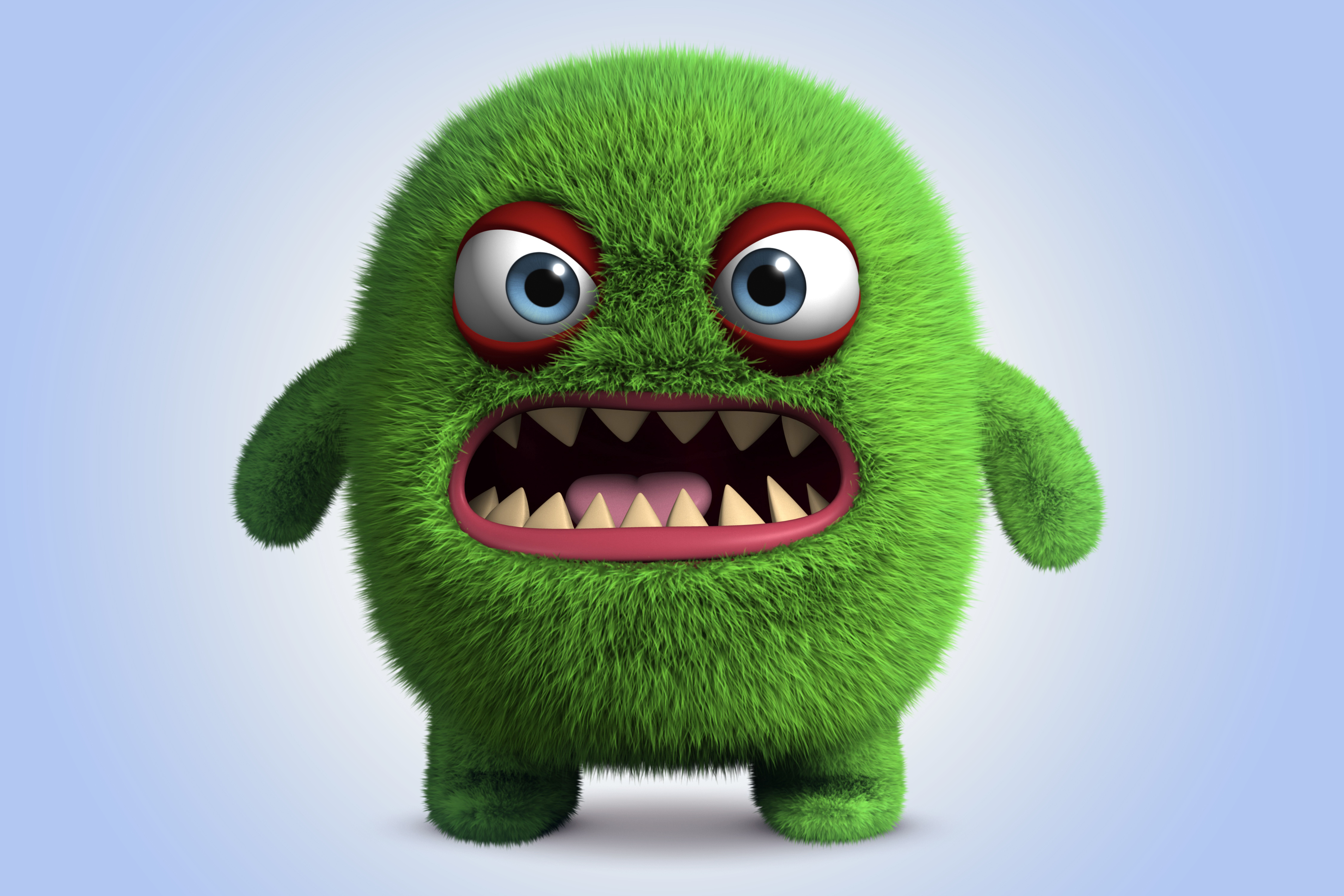 3d Funny Monster Cartoon Cute Fluffy Angry Character