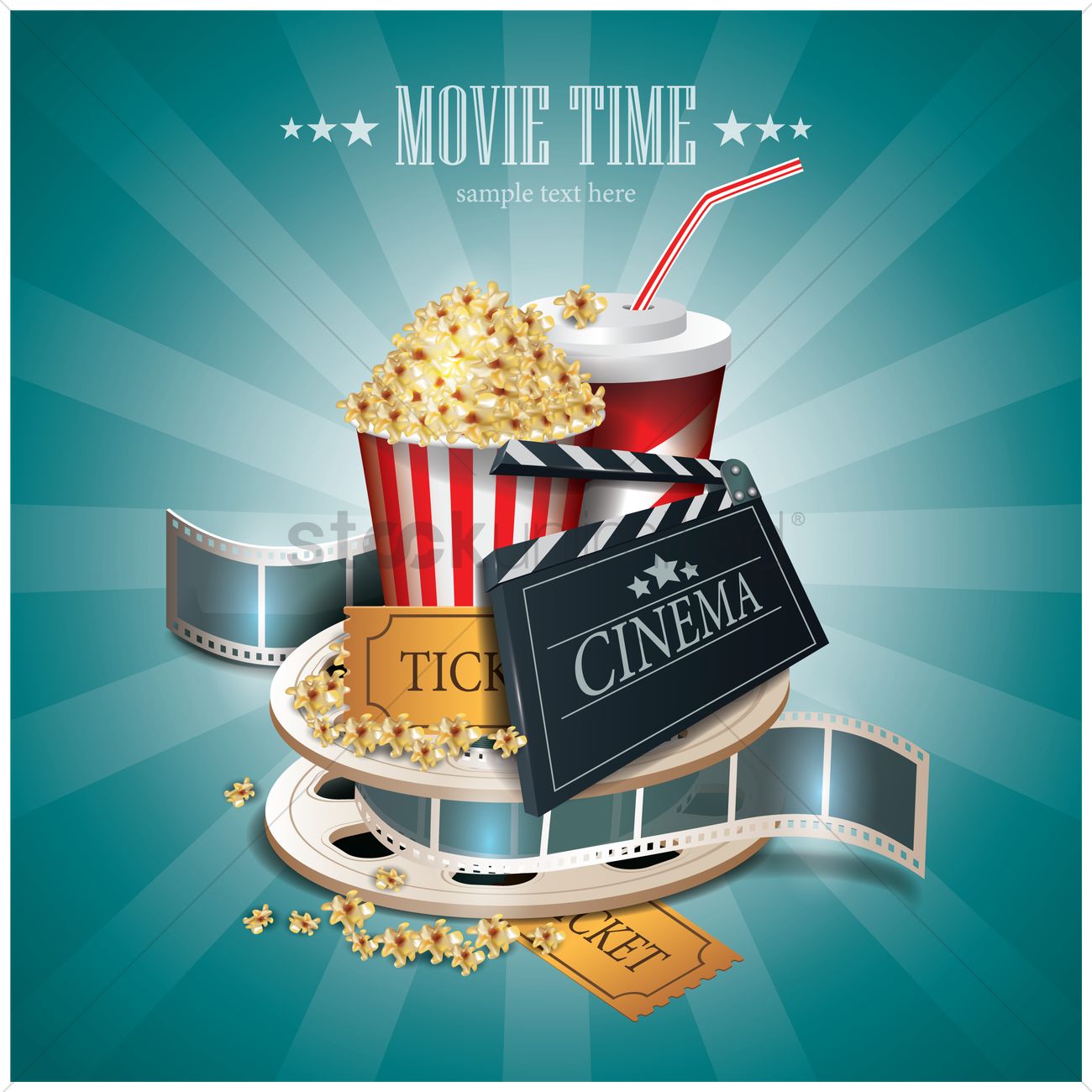 Movie time wallpaper Vector Image   1804982 StockUnlimited 1300x1300