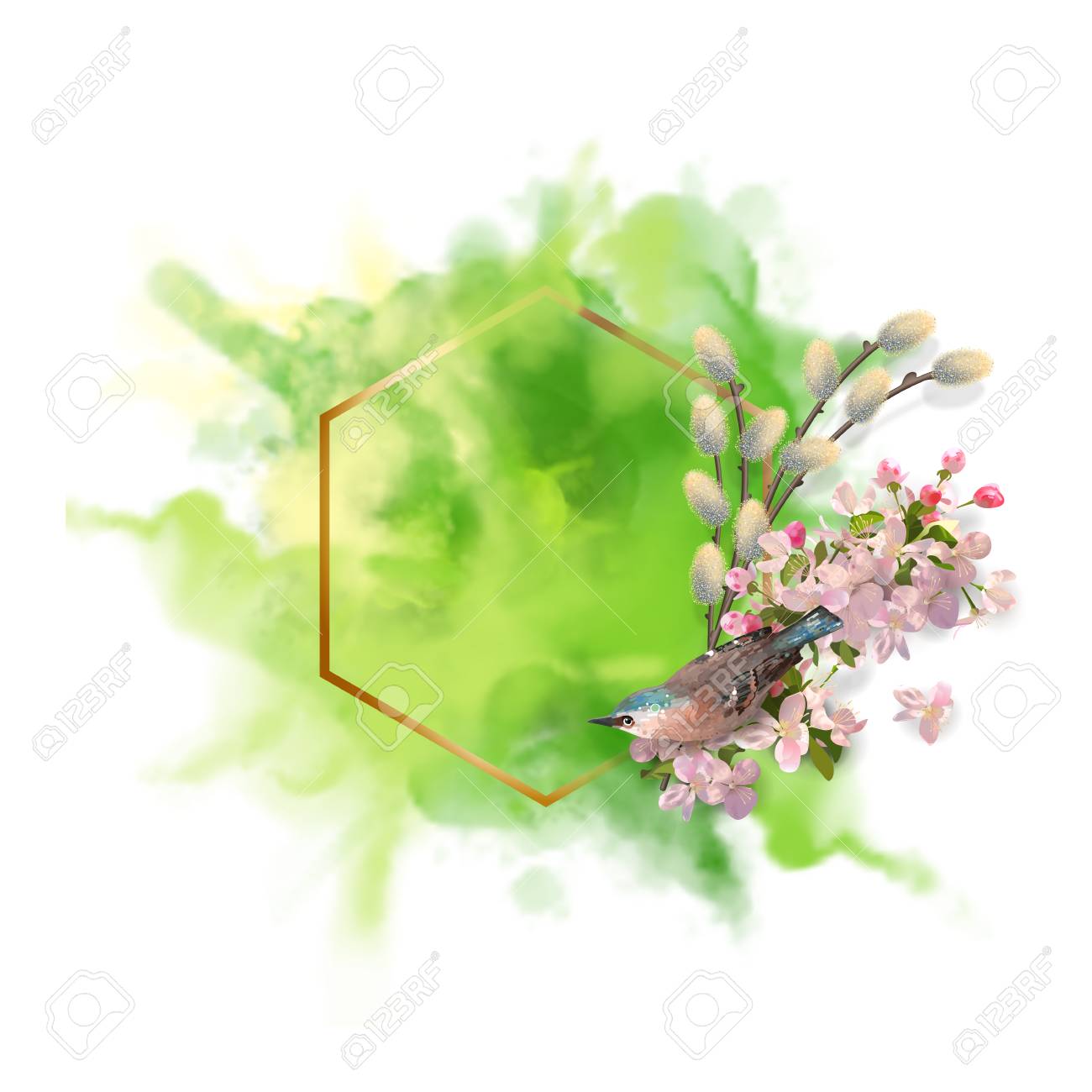 Floral Vector Springtime Background Abstract Watercolor Splash