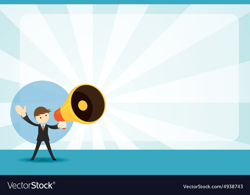 Businessman With Megaphone Announcement Background