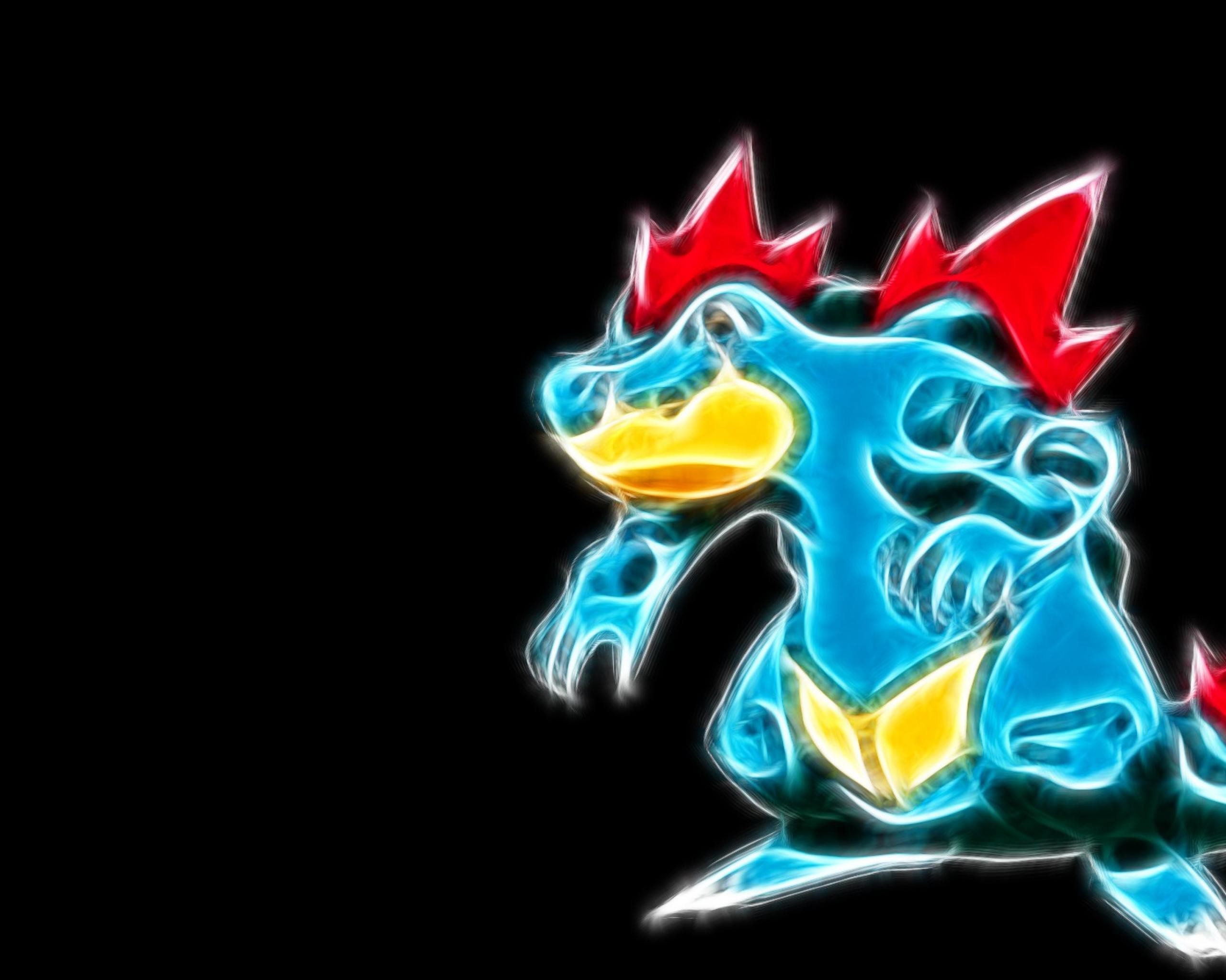 Neon Croconaw Pokemon Black Wallpaper