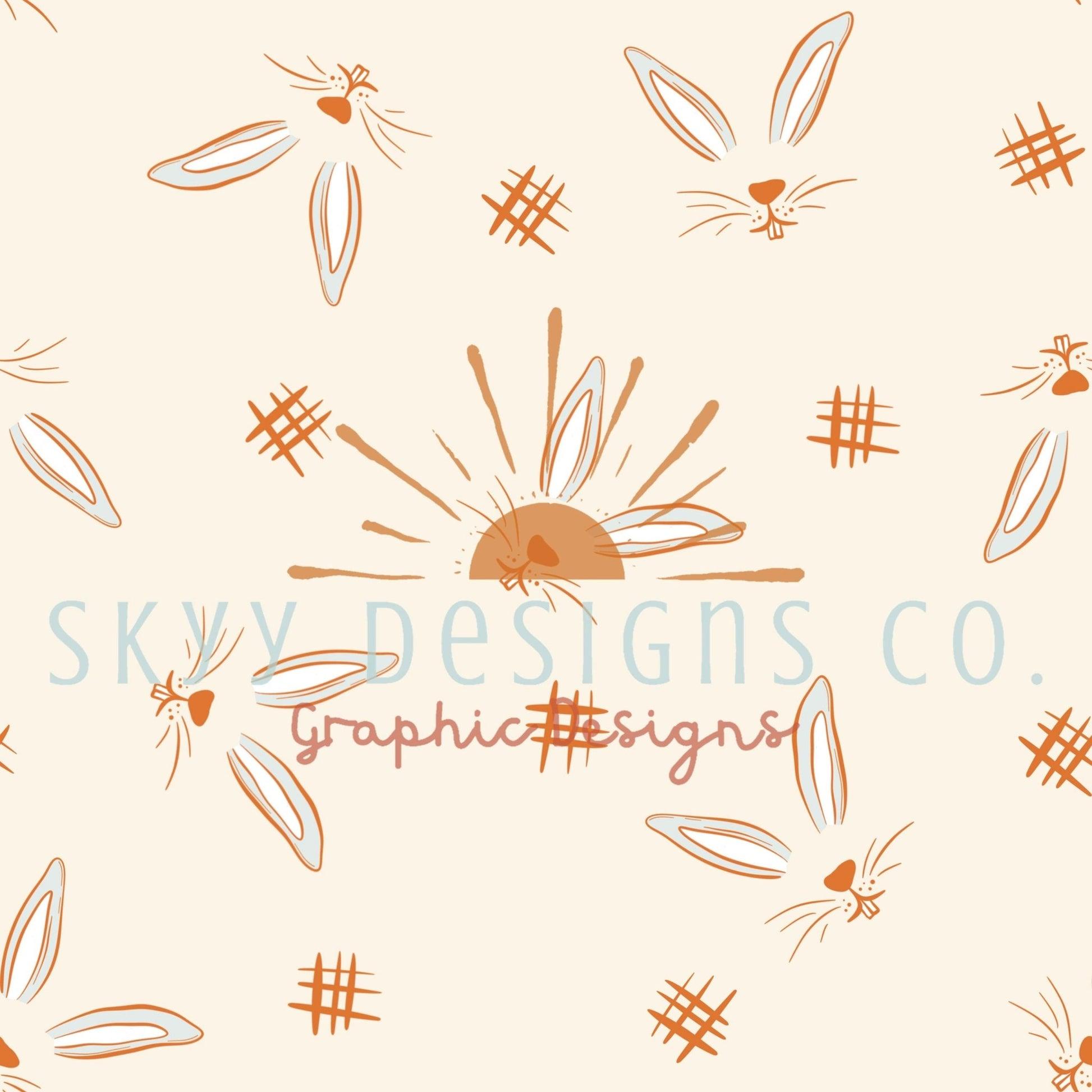 Muted Bunny Ears Digital Seamless Pattern For Fabrics And Wallpaper