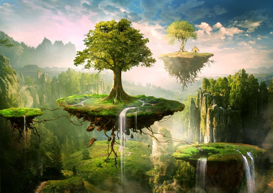 Floating Island Background Wallpaper