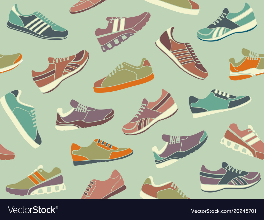 Seamless Background From Image Sport Shoes Vector Image