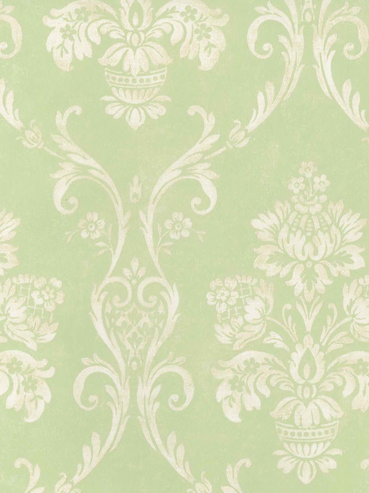 Interior Place Soft Green Floral Damask Wallpaper