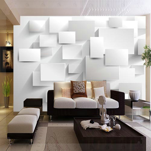 Embossed Abstract Cubic Wallpaper Murals 3d Large For Living