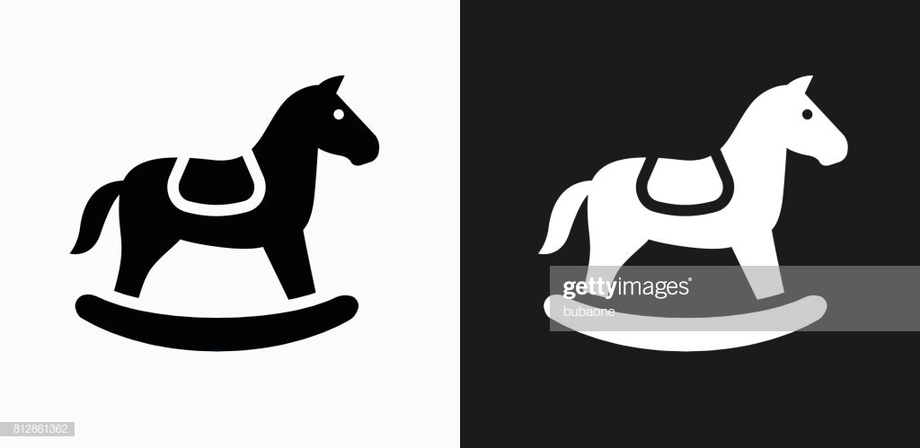 Horse Rocker Icon On Black And White Vector Background Stock