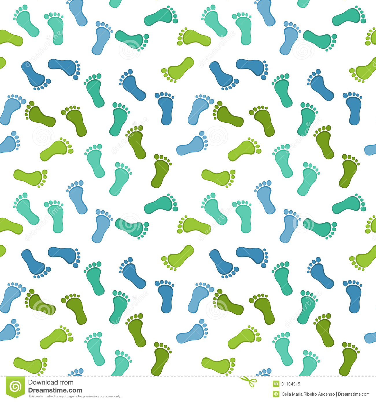 Baby Footprint Background Seamless Boy Foot Pattern Royalty