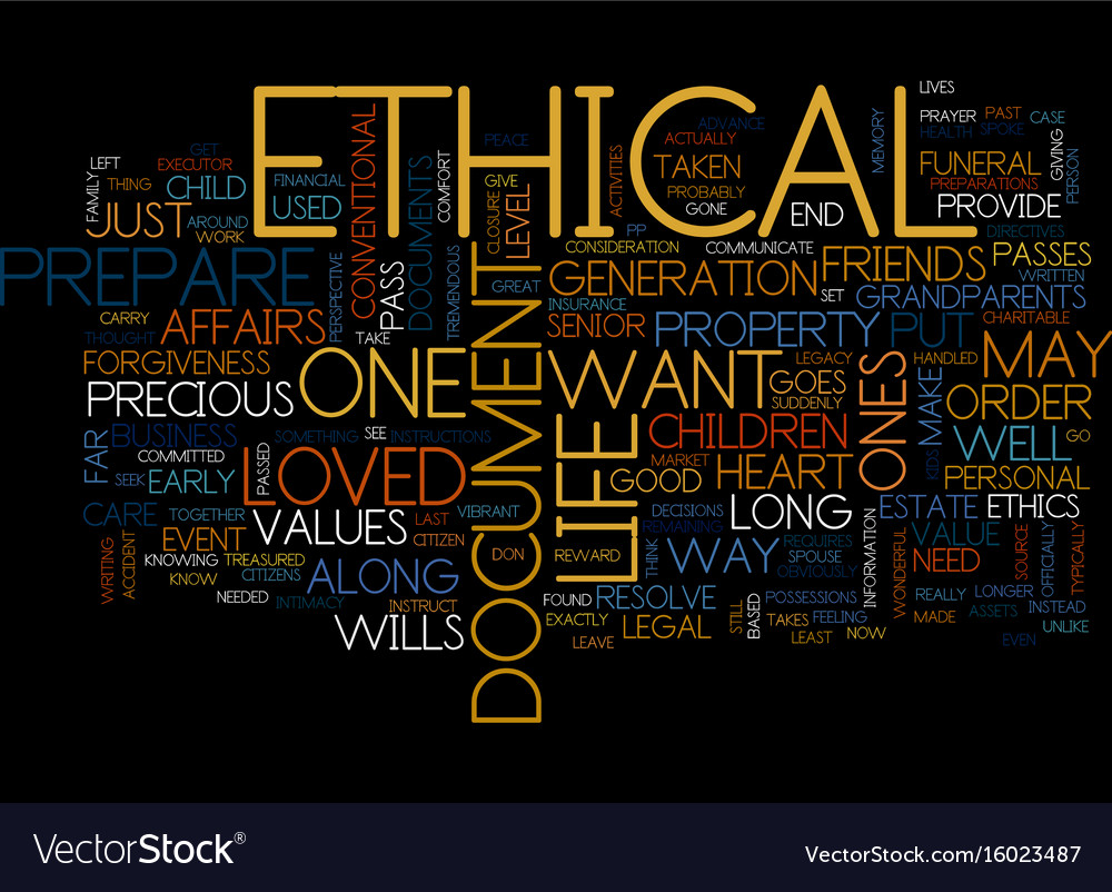 Ethical Wills Text Background Word Cloud Concept Vector Image