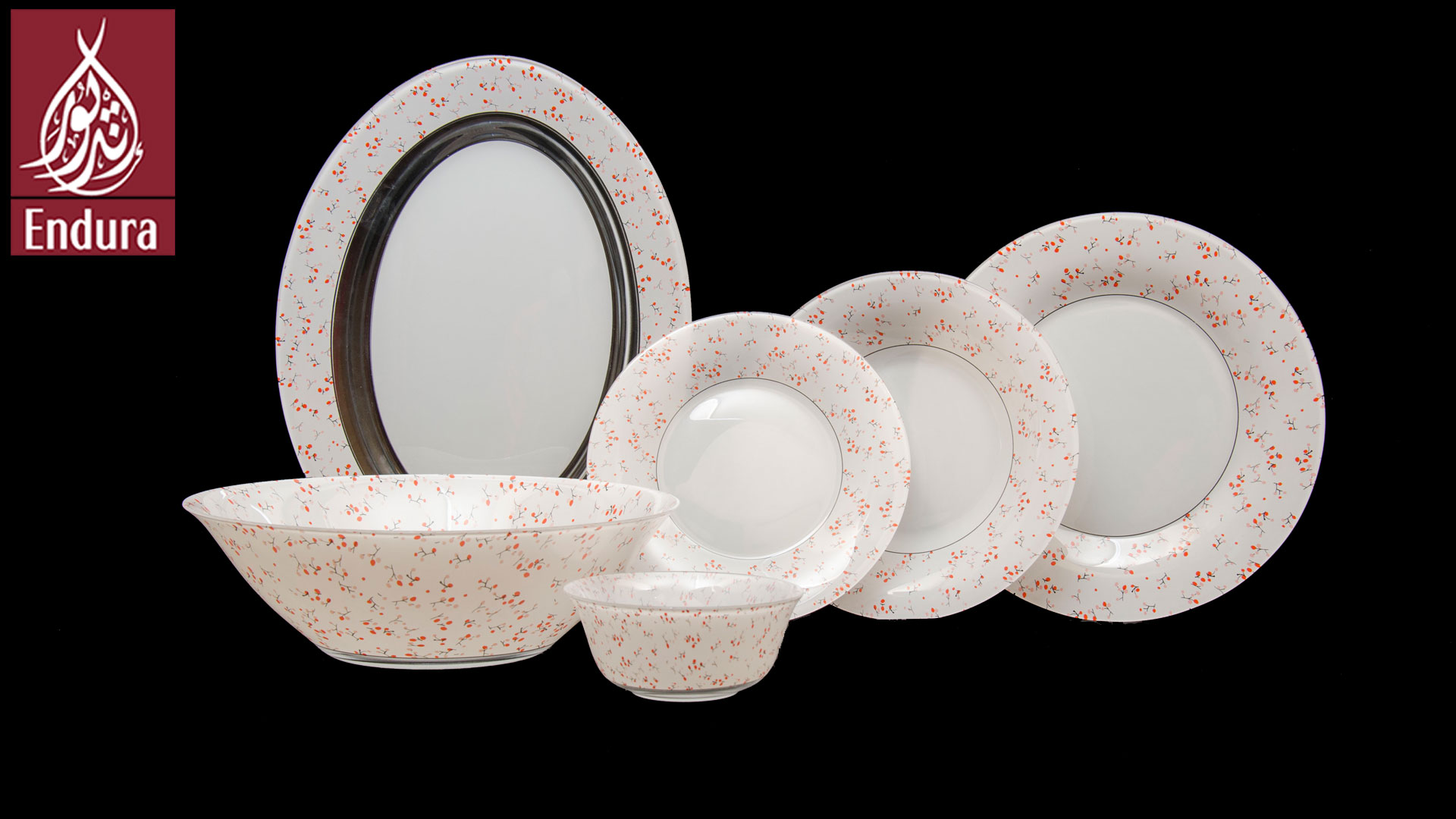 Endura Tapis Red Dinner Set Of K6092