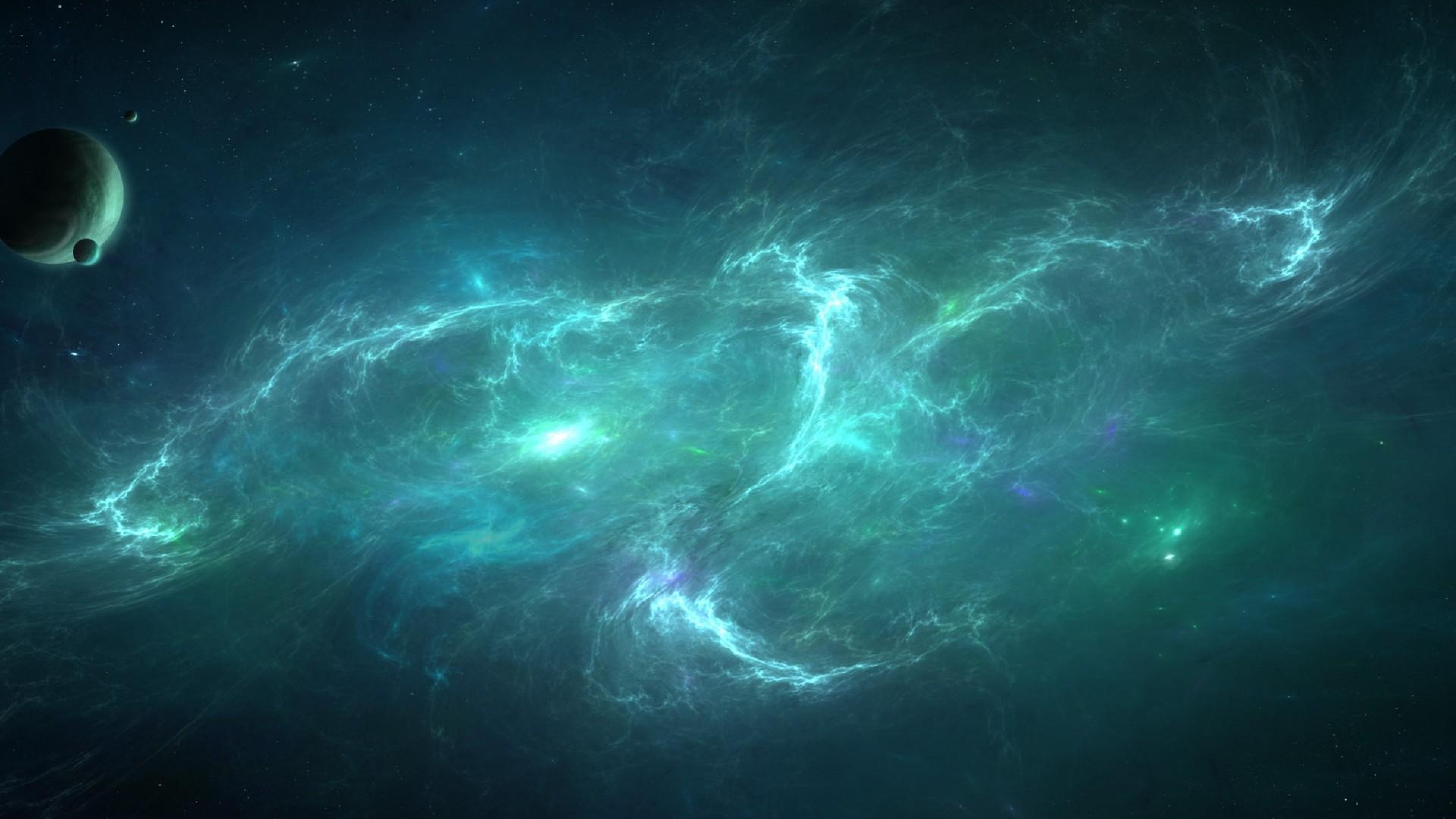  Planets Nebula Light Swirl Wallpaper Background 4K Ultra HD