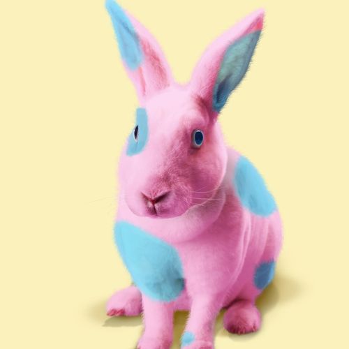 Pink And Blue Easter Bunny Wallpaper For iPad