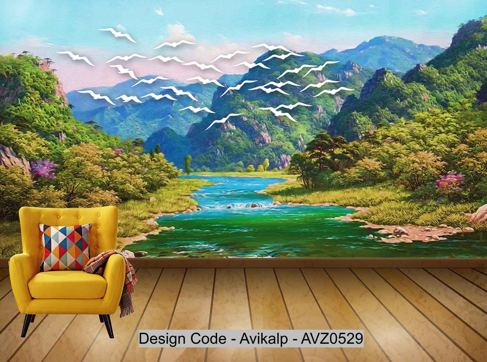Avikalp Exclusive Avz0529 Modern Beautiful Landscape Scenery Oil