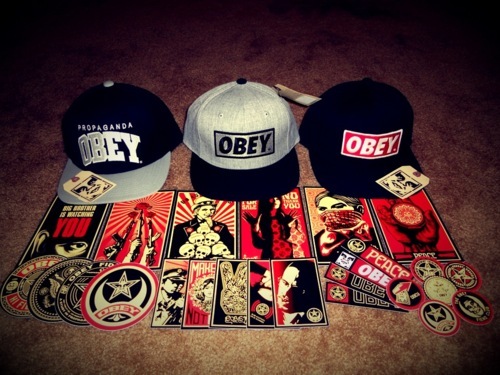 Obey Fitted Hat Stickers Swag Dope Fresh