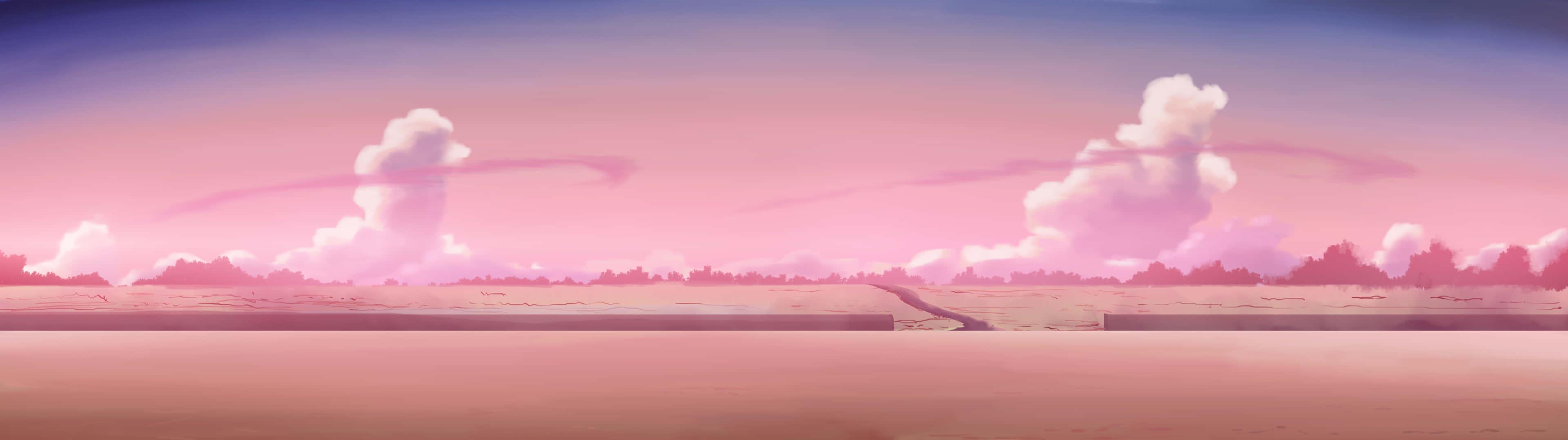 Download Enchanting Anime Skyline at Dusk Wallpaper