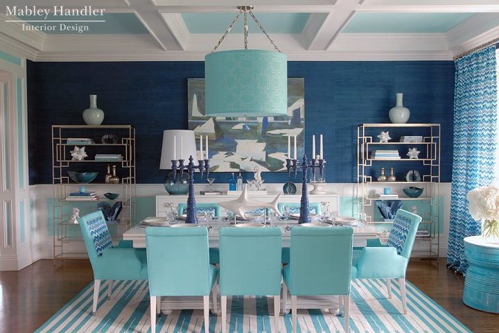 Blue Grasscloth Wallpaper Cottage Dining Room Pratt And Lambert