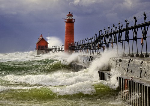 October Gale Grand Haven lighthouse Grand Haven Michigan