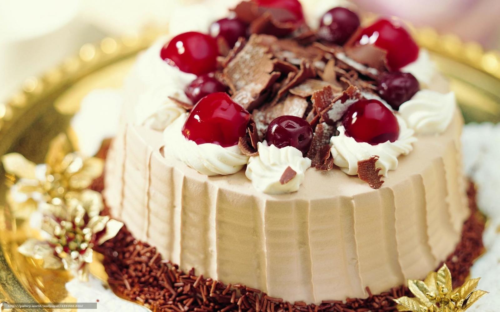 Wallpaper Cake Chocolate Cherry Cream Desktop