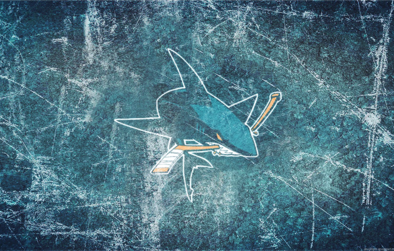 Wallpaper ice shark emblem stick San Jose Sharks NHL nhl